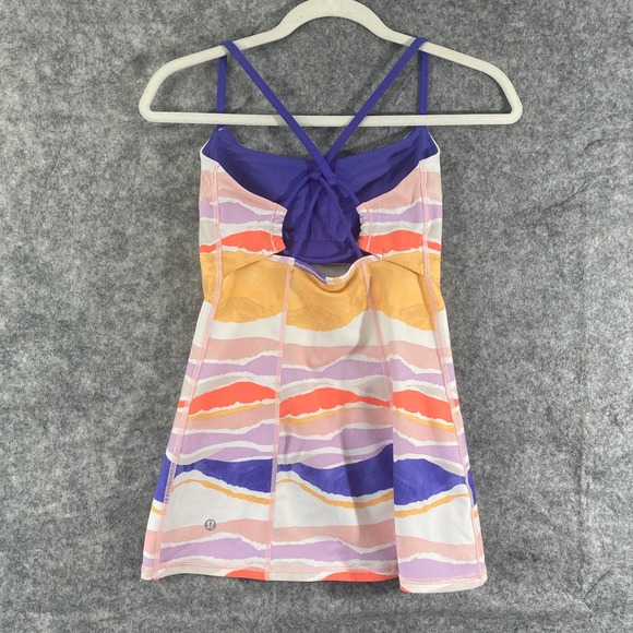 Lululemon Tank Top 4 Dancing Warrior Fitted Strappy Bleacher Stripe Athletic - Picture 3 of 14